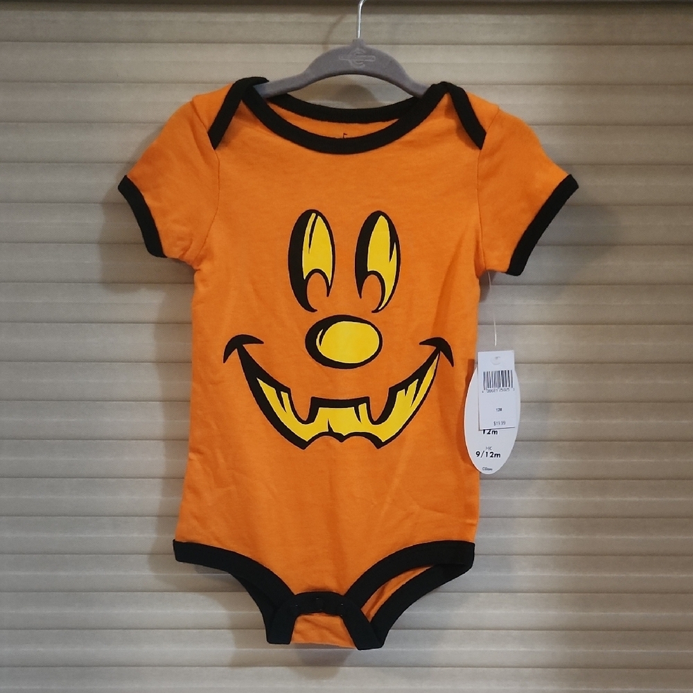 Disney Orange and Black Halloween Baby Onesie